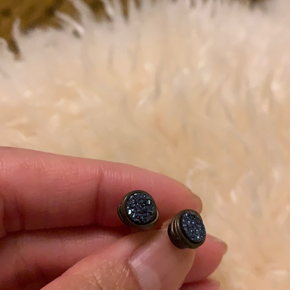 Blue druzy quartz earrings